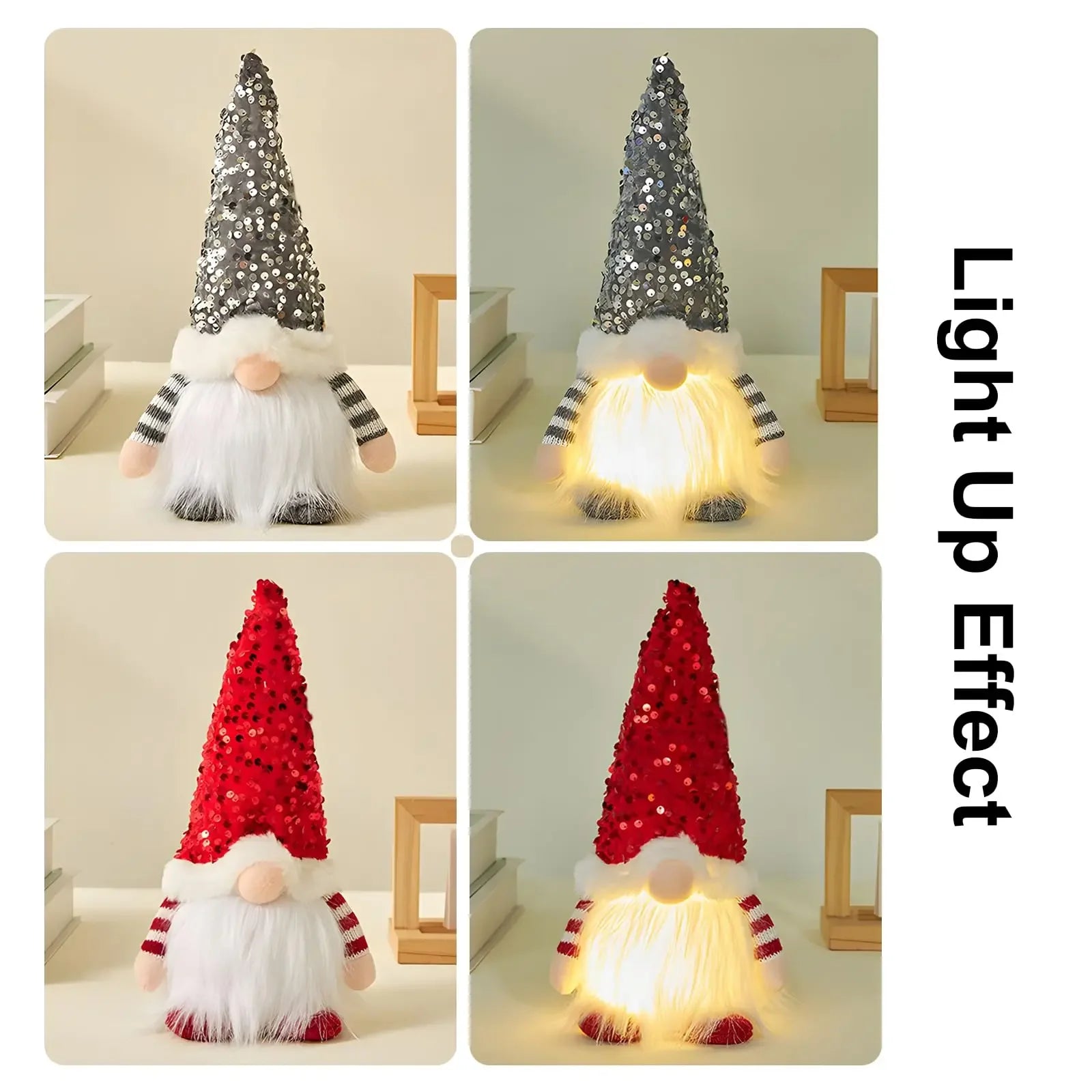 1~4pcs 2024 Christmas Doll Elf Knitted Gnome with Led Night Light